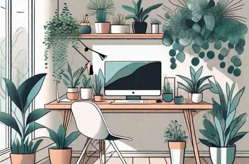 A vibrant and harmonious workspace filled with elements of nature