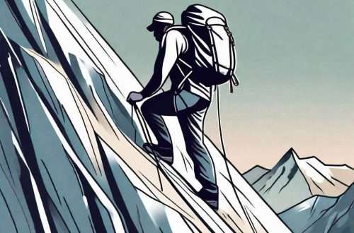 How Increasing Motivation Can Help Men Face Financial Challenges 5 A mountain climber scaling a steep mountain with a determined expression
