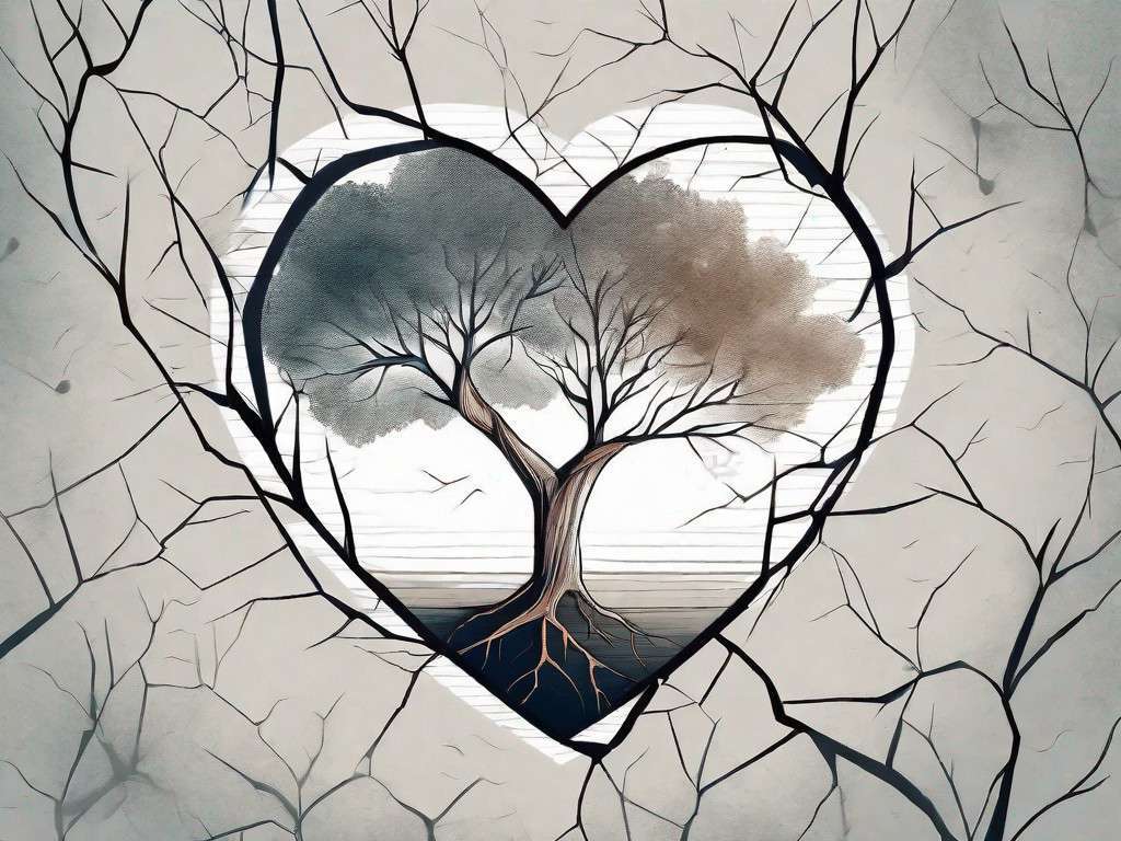 A tree growing out of a cracked heart