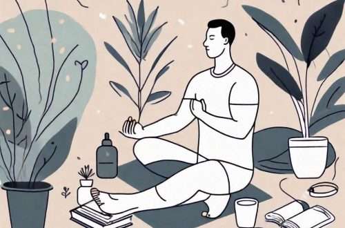 A man surrounded by a variety of objects and activities that promote self-care and self-love