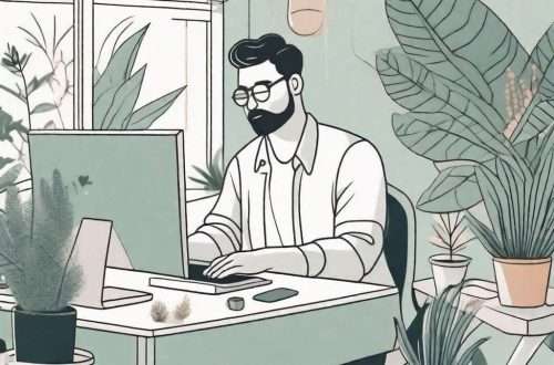 How Can Encouraging Self-Love Help Men Deal With Stress at Work? 5 A man sitting at his desk surrounded by plants and natural elements