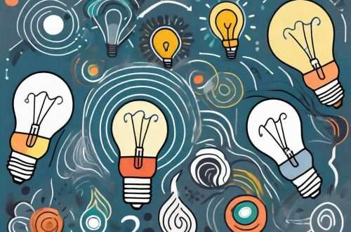 A lightbulb surrounded by a whirlwind of colorful ideas