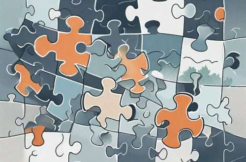 A group of interconnected puzzle pieces representing different stages of a project