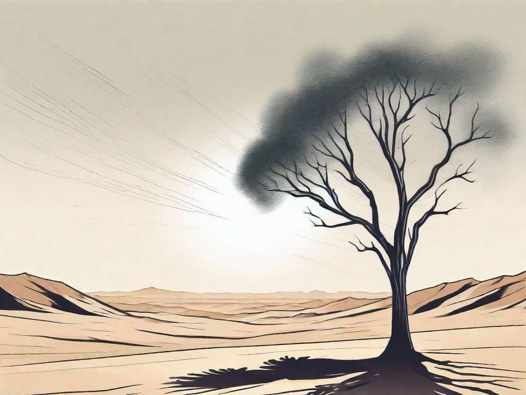 A lone tree standing tall in a vast desert