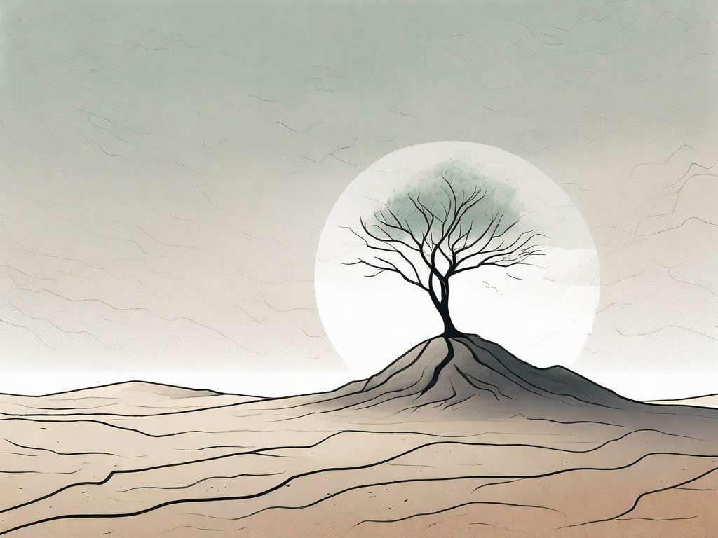 A lone tree in a barren landscape