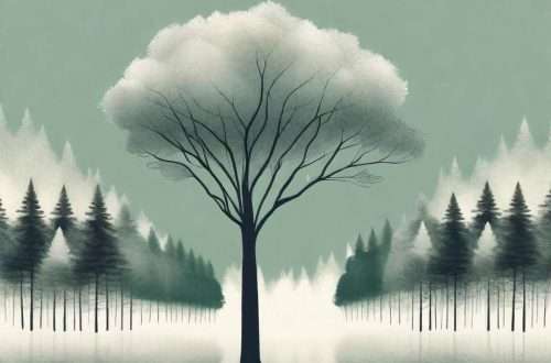 A lone tree standing tall in a dense forest
