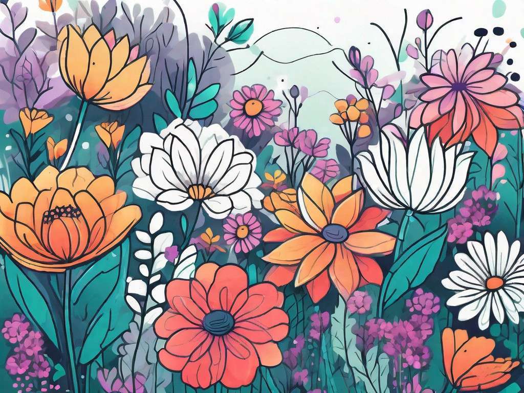 A vibrant and colorful garden filled with blooming flowers