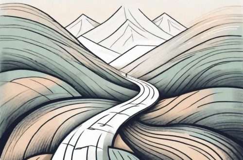 A winding path with various obstacles and milestones along the way