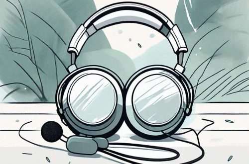 A serene and tranquil scene with a pair of noise-cancelling headphones surrounded by a calming aura