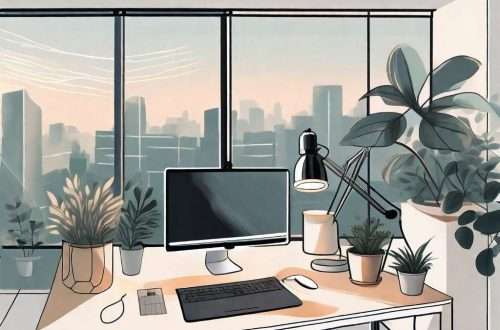 An adjustable desk lamp casting a soft