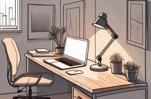 An adjustable desk lamp casting a soft