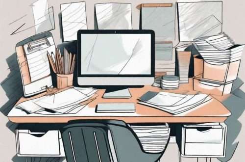 A cluttered desk transformed into an organized workspace with document holders