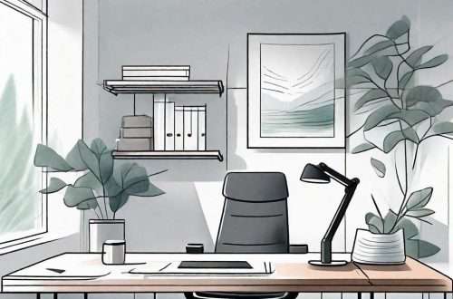 A serene and organized workspace with a document holder seamlessly integrating into the environment