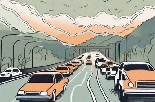 A frustrated commuter stuck in a traffic jam on a congested highway