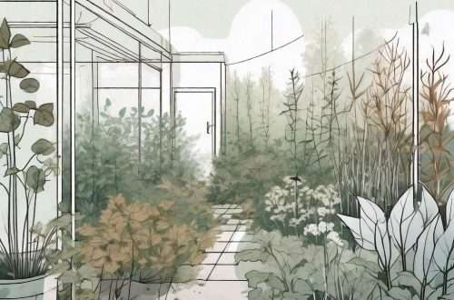 A neglected and overgrown garden with wilted plants and weeds