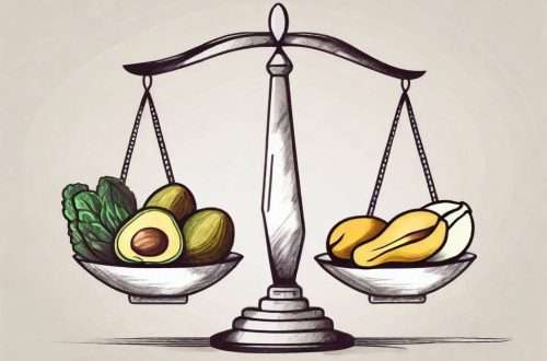 A balanced scale with one side representing healthy fats and the other side representing unhealthy fats