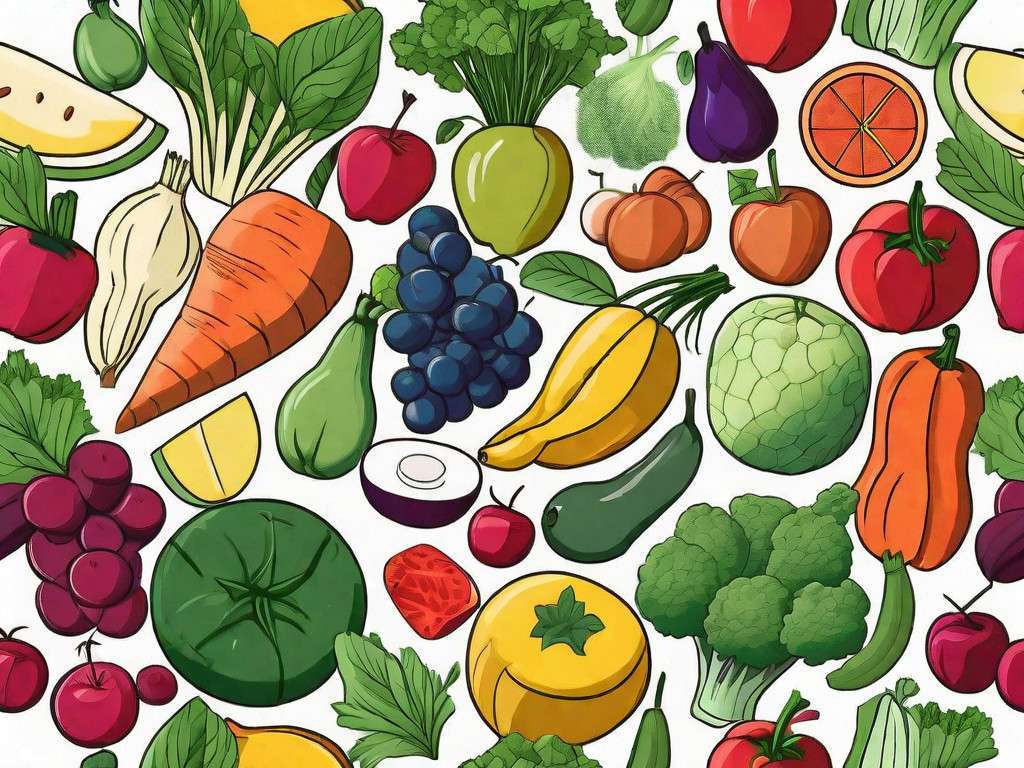 A variety of fresh fruits and vegetables arranged in a colorful and appealing way