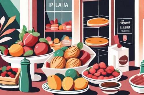 A colorful and vibrant italian marketplace scene