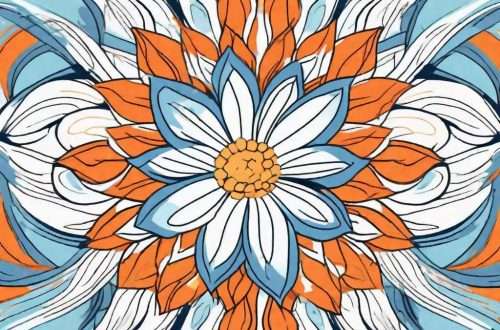 A calm and serene chamomile flower surrounded by swirling patterns and soothing colors to evoke a sense of relaxation and tranquility