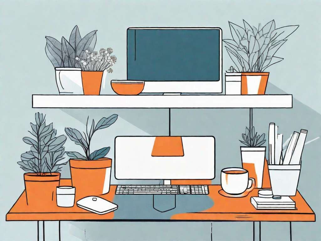 A serene and organized workspace with a cup of chamomile tea
