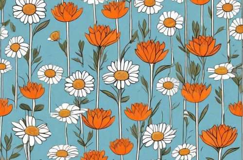 A chamomile tea plant surrounded by a calm and serene natural environment