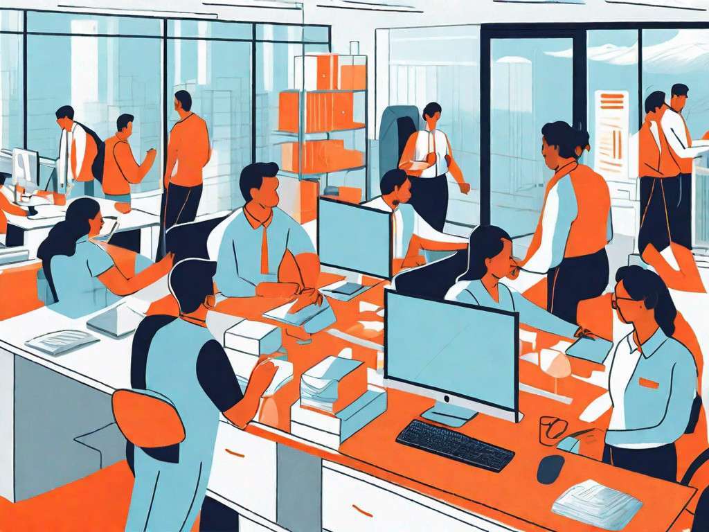 A bustling office space filled with energized workers