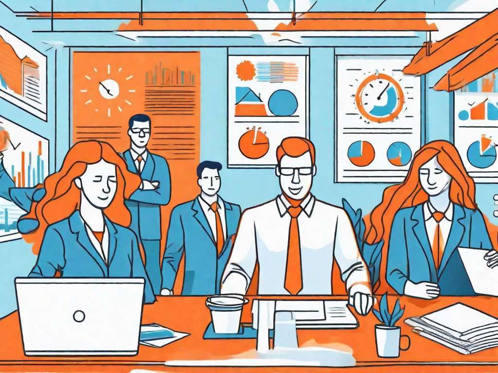 A busy office environment with energetic and alert employees