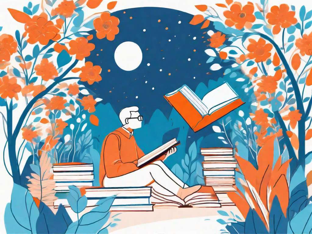 A scholar surrounded by a vibrant garden of knowledge