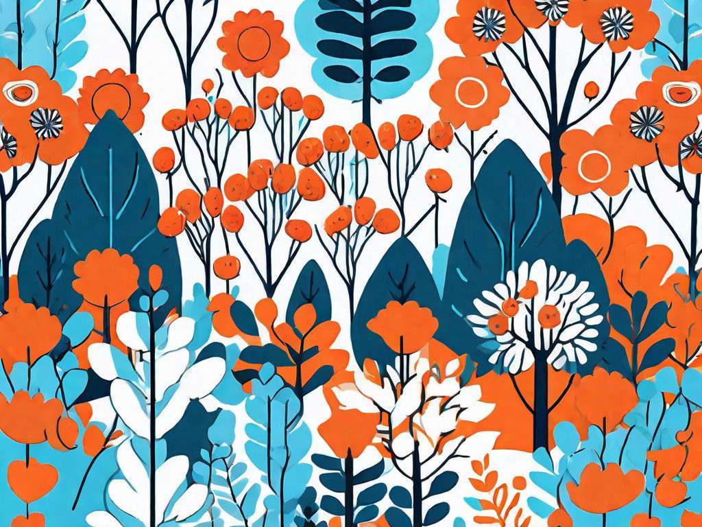 A flourishing garden with vibrant flowers and trees