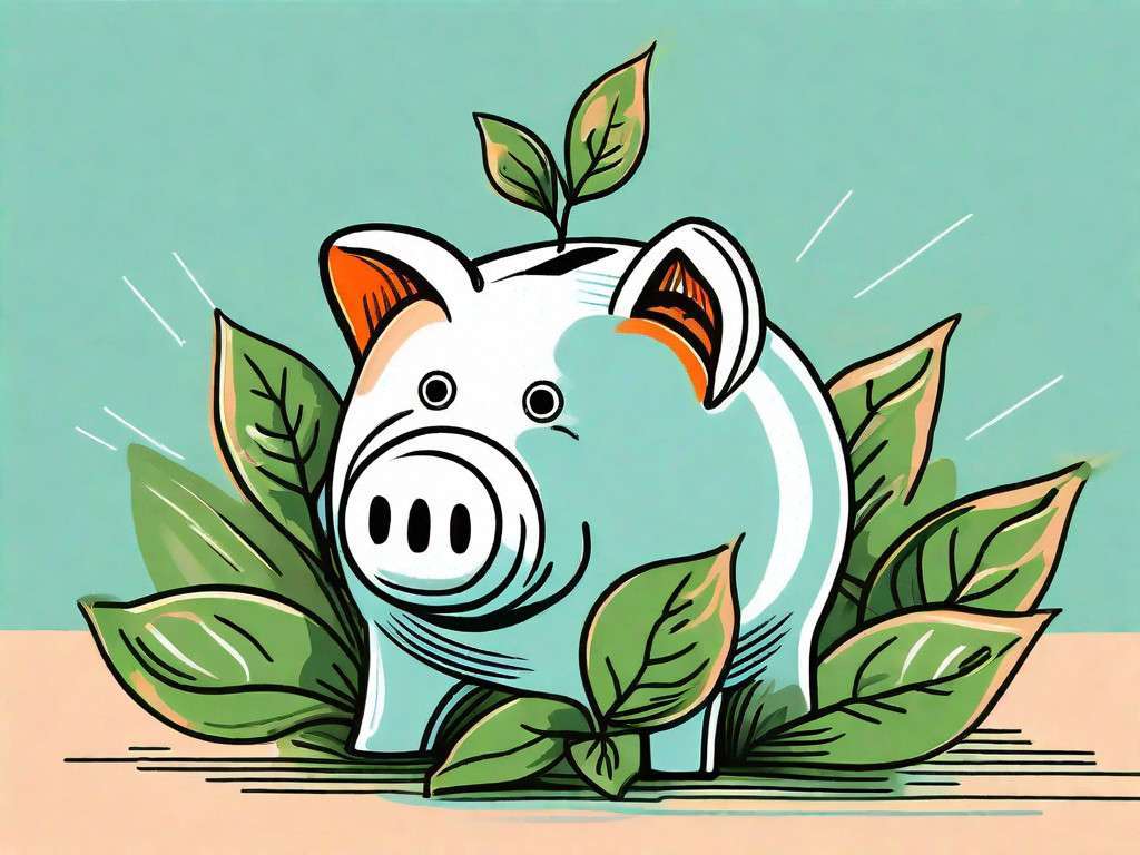 A lush green plant growing out of a piggy bank