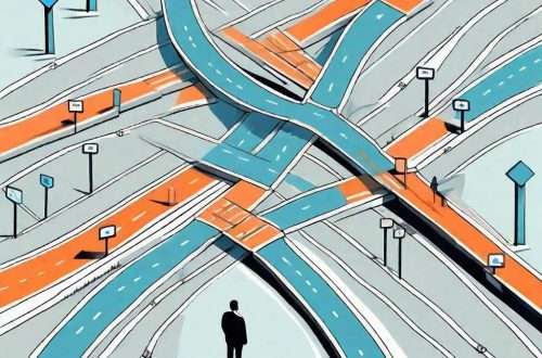 A person standing at a crossroads surrounded by various paths