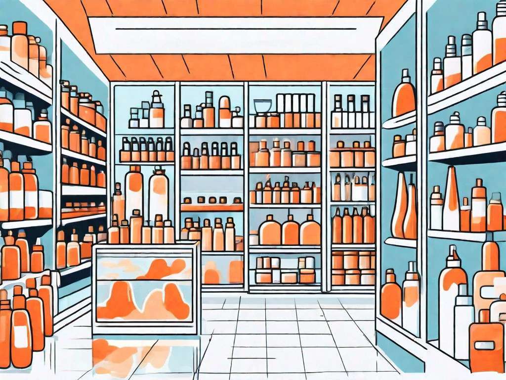 A retail store aisle filled with various strong-smelling products
