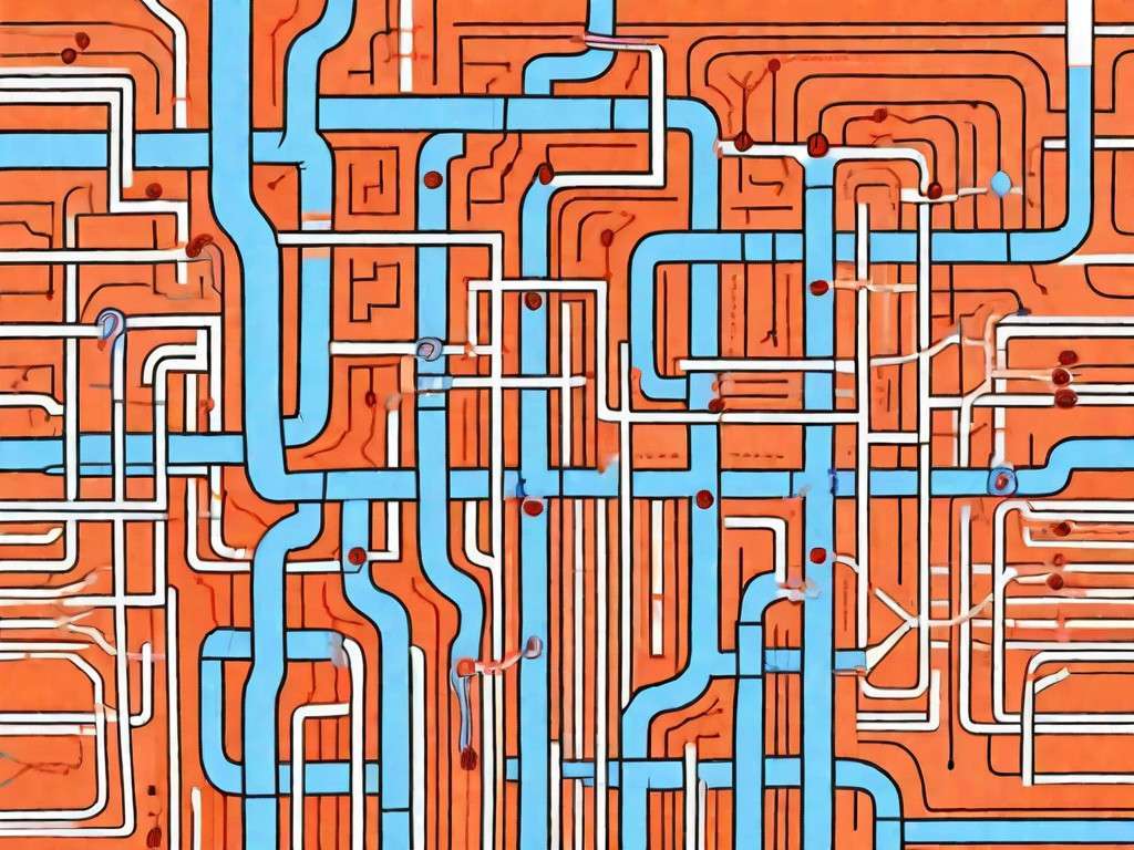 A maze-like network of interconnected blood vessels
